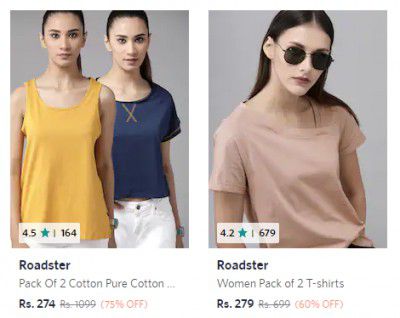 Roadster Women T-shirts upto 75% off