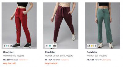 UPTO 88% OFF - Roadster Trouser | For Womens