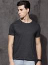 RoadsterMen Charcoal Melange Solid Round Neck T-shirt...