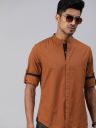 RoadsterMen Rust Orange Regular Fit Solid Sustainable Casual Shirt...