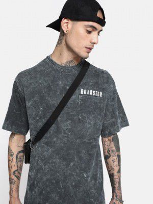 Roadster The Life Co. Pure Cotton Relaxed Fit Printed Drop-Shoulder Sleeves Pocket T-shirt