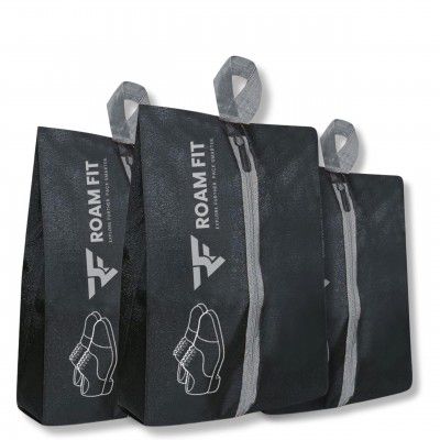 RoamFit Shoe Bag for Shoe with Zipper, Shoe Bag for Travel & Storage Organizer, Portable Shoe Cover for Dustproof Packing Shoe Bags Pouches Travel in Keeping Bag Organized Shoes Cover (Pack of 3)