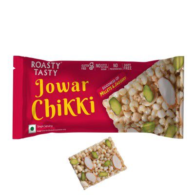 Roasty Tasty Jowar Chikki | Millet Chikki Bars | Pack of 2 | 20 Pcs | 15g each
