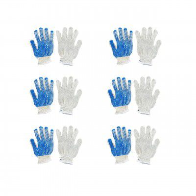 Robustt Cotton Hand Gloves (Pack of 6, White) 