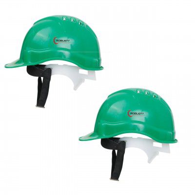 Robustt Safety Helmet - Green (Pack of 2) | Adjustable Headband | Heavy Duty Material 