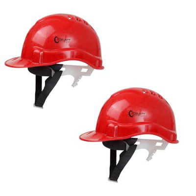 Robustt Safety Helmet - Red (Pack of 2) | Adjustable Headband | Heavy Duty Material 
