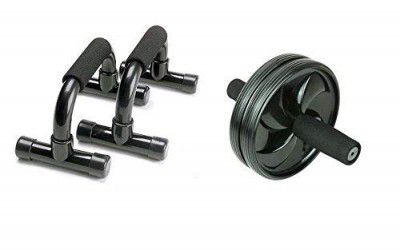 ROCKFIT push up bar with AB roller