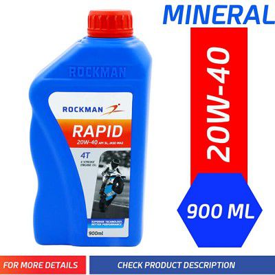 Rockman Rapid 4T 20W-40 API SL Premium Mineral Motorbike Engine Oil (900ML)