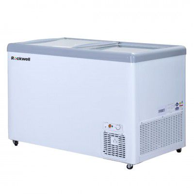 Rockwell 450GTS, 5 Star,Glass Top,Chest Freezer, Ice Cream Display Freezer with Storage Baskets | 4 Years Warranty,White