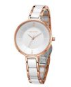 ROCOSJEWE R0309 Women’s Watch, Minimalist White Dial with Rose Gold Accents, Ultra-Thin Ceramic Watch ...