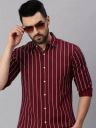 RODEIZ  Men Slim Fit Striped Spread Collar Casual Shirt...