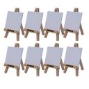 Roger & Moris Rubber Wood Mini A-Frame Easel 6 with Canvas 3.5 X 3.5 - Portable Canvas Holder, Superior Quality for Home Decor, Displaying Pictures, Wedding Display (Set of 8)...