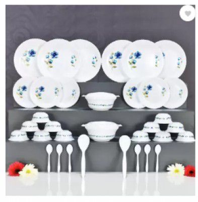 Rokshi Pack of 36 Plastic Unbreakable Plastic Light Weight Dinner Set Dinner Set  (White, Microwave Safe)
