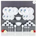 Rokshi Pack of 36 Plastic Unbreakable Plastic Light Weight Dinner Set Dinner Set  (White, Microwave Safe)...