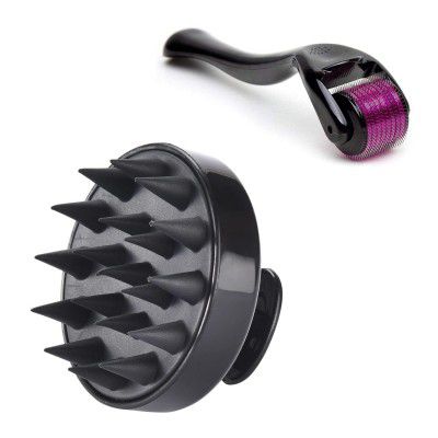 Roller For Hair & Beard Regrowth with 540 Titanium Alloy Needles  (Black)