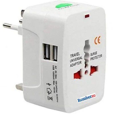 ROMBERSO Dual USB Travel Adapter International All in one Universal Travel Adapter for Word Wide use Travel Plug USA Canada UK Europe and 150 Other Countries 125-250V