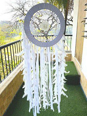 Rooh Dream Catcher ~ Big White Flower (16 inch) ~ Handmade Hangings for Positivity