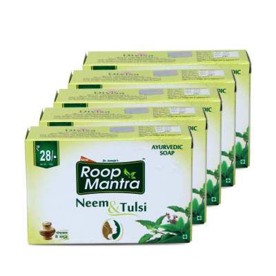 Roop Mantra Neem and Tulsi Ayurvedic Bath Soap, 100g (Pack of 5)