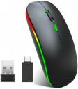ROQ Type-C Adapter & USB Receiver with 2.4G Slim Rechargeable Wireless Ambidextrous Optical Mouse with Bluetooth  (USB 2.0, Black)...