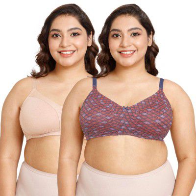 Rosaline Cyber Grove Everyday Double Layered Non Wired Full Coverage Super Support Bra (Pack of 2)