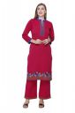 Rosary Women's Embroidered Woolen Kurta Set with Palazzo - Warm Winter Wear, Full Sleeve, Mandarin Collar (2 Piece), 2PCS-EMB-RY04_A...