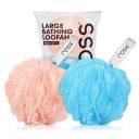 ross Large Bath Loofah Sponge Scrubber Exfoliator for High Lather Cleansing (Peach and Blue)...