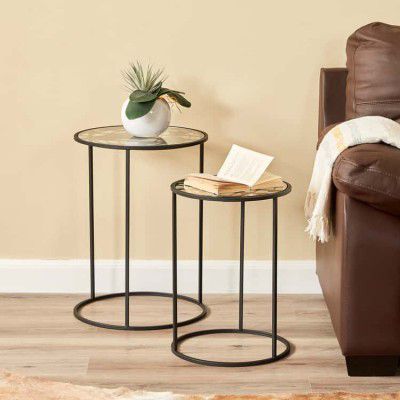 Ross Metal Nest of 2 Tables - Black