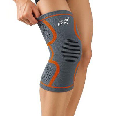 Roughhouse Knee Support Sleeves (Pair) – Compression Fit for Gym, Running & Hiking | Protects Knees, Reduces Strain & Boosts Performance | Breathable, Anti-Slip Design for All-Day Comfort