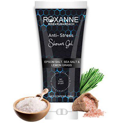 Roxanne Anti Stress Shower Gel Epsom Salt Sea Salt, and Lemon Grass  