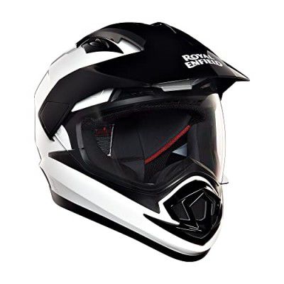 Royal Enfield Ds Escapade Isi Certified Full Face Riding Motorcycling Helmet White&Black(XL) 60 Cm-High Impact Grade Thermoplastic&Vented Eps Liner for Superior Impact Protection and Durability
