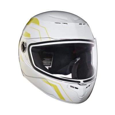 Royal Enfield ISI Certified TPEX Full Face Camo MLG Helmet with Clear Visor (Gloss White-Size: XL)