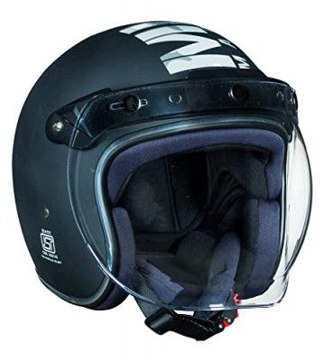 Royal Enfield Open Face Camo MLG Helmet with Bubble Visor Matt Black, Size: L(59-60cm)