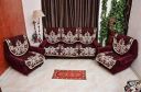 KK Home Store Decor Exclusive Royal Look Velvet Sofa Cover Set with Heavy Fabric 500 TC Floral Design 5 Seater Sofa Cover -| Set of 10 Piece | Maroon Colour...