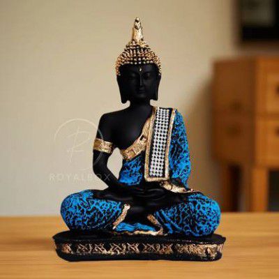 Royalbox Meditating Buddha Statue For Home Decor Idol Decorative Showpiece - 17 cm  (Polyresin, Gold)