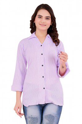 ROYALICA Women Regular Fit Self Design Casual Shirt (RF_269_Lavender