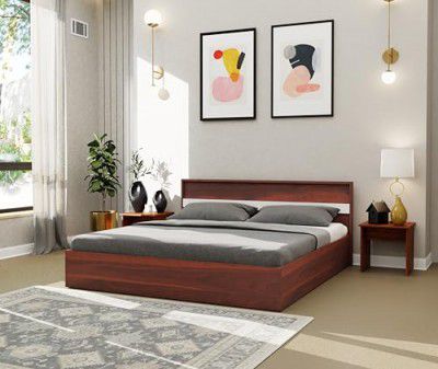 Royaloak Glarion Wooden King Bed with Storage | Engineered Wood with Melamine Finish