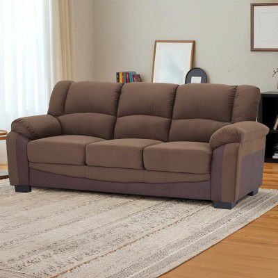 Royaloak Muar Malaysian Fabric 3 Seater Sofa| Fabric Upholstery | Dual Tone Design | Plush Armrest | High Backrest | Tufting Design | Super Soft Cushions | Malaysian Collection,Brown