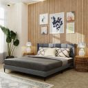 [Extra Rs 4500 OFF] Royaloak Willow Upholstered Queen Bed | Solid Wood | Upholstered Headboard | Linen Fabric | Modern Design | Strong & Durable...