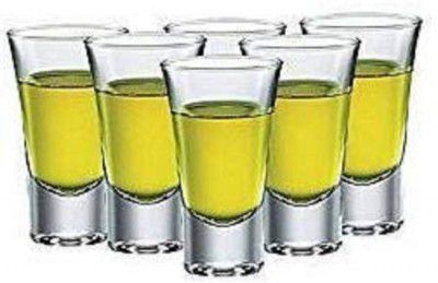 RR MALL Crystal Clear Heavy Base Fancy Design Curved Tequila Shot Glass Set,40 ml- Set of (6) Glass Set Whisky Glass  (40 ml, Glass, Clear)