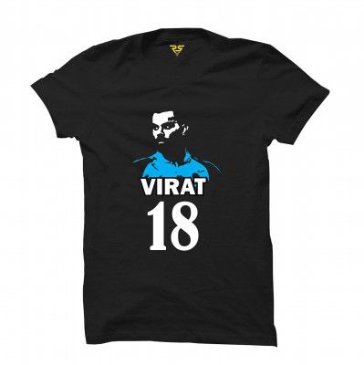 RS PRINT Virat Kohli Printed Black Man's Tshirts