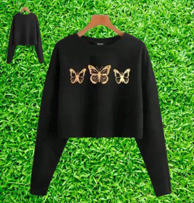 RS TRADER  Casual Cutout Printed Women Black Top