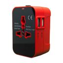 rts 25W USB Universal Travel International All in One Worldwide Travel Multi Plug Adapter cable,Wall Charger with Build in Dual USB Charger with Multi Type Power Outlet for USA EU smartphone Black,Red...