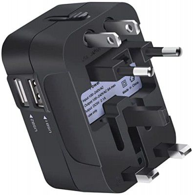 Rts All In One Universal Global Power International Travel Adaptor 2 Usb Charging Port Europe Uk/Usa/Eu/Aus Worldwide Wall Plug Charger (660W Max)