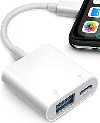 rts High Speed Data Transfer Connector OTG USB 3.0 to iPhone Adapter Lightning to USB Camera Adapter USB Female Adapter iPad USB 3.0 OTG Adapter with Charging Port Compatible with iPhone/ iPad