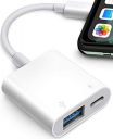 rts High Speed Data Transfer Connector OTG USB 3.0 to iPhone Adapter Lightning to USB Camera Adapter USB Female Adapter iPad USB 3.0 OTG Adapter with Charging Port Compatible with iPhone/ iPad...