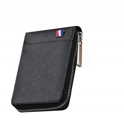 rts Imported RFID Protected 9 Slot Vertical Genuine PU Leather Credit Debit ATM Business Card Holder Wallet Protector with Zipper Case Money Coin Purse for Men,Women, Festive Gifting Valentines Blk