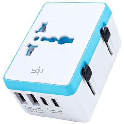 rts Universal Travel Adapters Charger with Type C USB C (2 Type C, 2 USB) International All in One Travel Adapter, Worldwide Universal Travel Essentials Charger with 2 USB, 2 USB-C Universal Adaptor