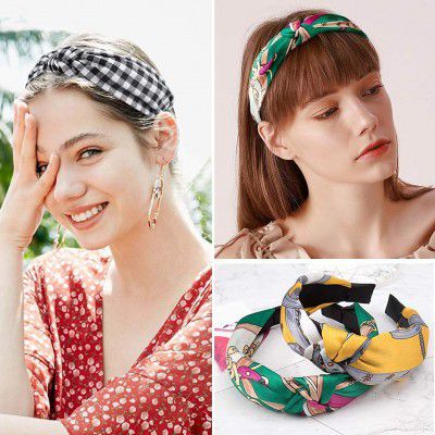 Rubela Sonpal Aainaa Printed Cotton Fabric Knot Bow Hairband for Women and Girls, Pack of 1 - Multicolor