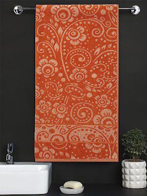 Rubix Home 450 GSM Cotton Orange Bath Towel