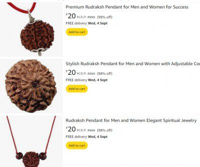 Rudraksh Pendant Starst @ ₹20 | Upto 98% Off